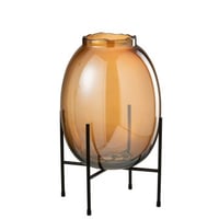 Vaas op voet glas bruin large
