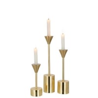 Set van drie kandelaars emma aluminium blinkend goud