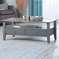 Salontafel Provence | Melamine-afwerking | 115 x 60 x 45 cm | Met twee opberglades | Kleur: Antraciet