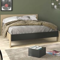 Tweepersoonsbed Nael - 140x200cm - eikdecor/zwart