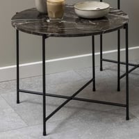 Bijzettafel Avila - Ø52x40cm - bruin marmer