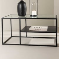 Salontafel Campinas - Staal en Glas - 60x90x45 cm - Zwart