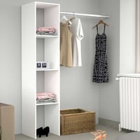 Kledingkast Botan A - 138cm, 3 legplanken & 1 kledingroede - wit