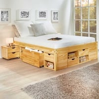 Bed Xavier 160x200cm met opbergruimte - dennenhout