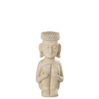 Standbeeld zittend etnisch steen/resine beige small
