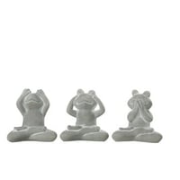 Kikkers zien/horen/zwijgen cement grijs assortiment van 3