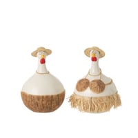 Kip kokosnoot keramiek wit/naturel large assortiment van 2