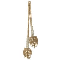 Hanger schelpen+houten kralen textiel naturel/wit