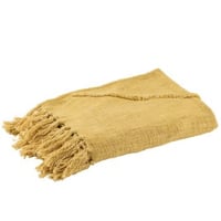 Jete de lit floches coton moutarde