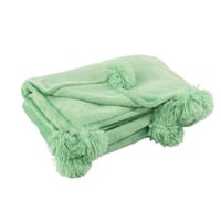 Plaid pompom polyester felgroen
