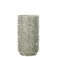 Windlicht glitter glas zilver large