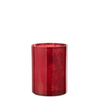 Windlicht bloemen glas rood extra large
