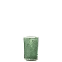 Windlicht bloemen glas mat groen large