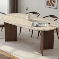 Eettafel Sablin - 100% MELAMINE - Travertijn - 75 x 90 x 180 cm