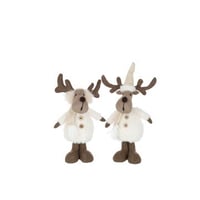 Rendier sjaal textiel beige/bruin small assortiment van 2