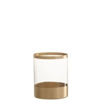 Windlicht goud lijnen glas transparant large