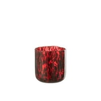 Windlicht gevlekt glas rood/zwart medium