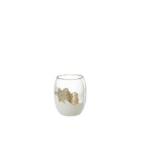 Kaarshouder wavy glas transparant/wit medium
