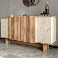Sidetable Diana - 100% MELAMINE - Travertijn - 180 x 81 x 40 cm