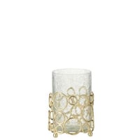 Kaarshouder kyev glas/ijzer transparant/goud medium