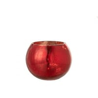 Windlicht bol craquele glas parel effect rood medium