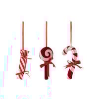 Hanger snoepje textiel rood/wit assortiment van 3