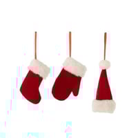 Hanger handschoen/sok/muts textiel rood/wit assortiment van 3