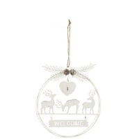 Kerstmis hanger welcome metaal wit