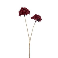 Tak 2 bloemen bessen plastiek rood/goud