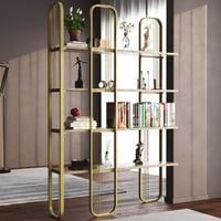 Boekenrek Sierra - 100% MELAMINE - Geel - 124 x 182 x 26 cm