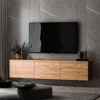 Tv-meubel Neon - 160x32x35cm - zwevend - 3 deuren - grenen
