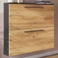 Schoenenkast Willemijn met 2 vakken - antraciet/eik