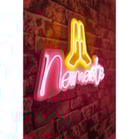 Neon Graph Decoratieve plastic ledverlichting | Roze & Geel | 30 x 48 x 2 cm
