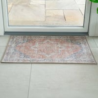 Blauw/oranje Havana deurmat | 50x80 cm | Chenille Poly