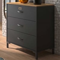 Commode Manno 3 lades - zwart/Helvezia eik