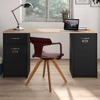 Bureau Melmo 150cm industrieel - zwart/Helvezia eik