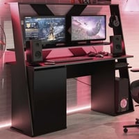 Gaming bureau Onyax - 157x60x145cm - met ledverlichting - zwart