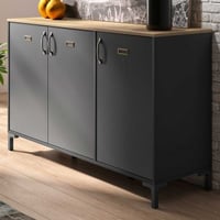 Industrieel dressoir Manno 136cm 3 deuren - zwart