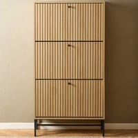 Schoenenkast Albany - 72x25x140cm - 3 deuren - eikdecor