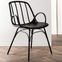Eetkamerstoel Dyrön - Zwart kunststof met armleuningen - 59x81x55 cm - Zwart