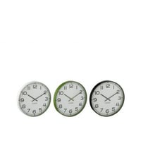 Wandklok rond plastic groen/wit/zwart small assortiment van 3