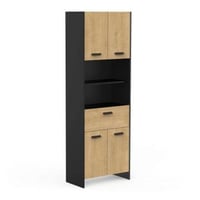 Badkamerkast Marlin - 64x33x185cm - 4 deuren & 1 lade - eikdecor/zwart
