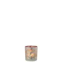 T-lichthouder bloemen glas mat wit/rood/goud small