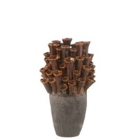 Vaas anemone porselein bruin/grijs large