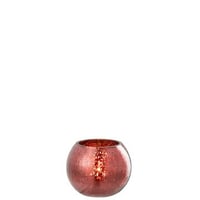 Theelichthouder bal craquelé glas roze small