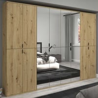 Kledingkast Projekt X Emob - Artisan Oak - 244x193x34 cm - Spiegeldeuren