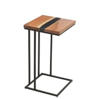 Bijzettafel vierkant acacia hout/epoxyhars naturel/zwart