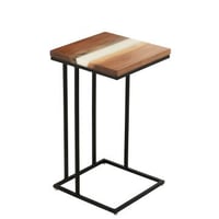 Bijzettafel vierkant acacia hout/epoxyhars naturel/wit