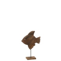 Decoratie vis mangohout/metaal bruin/zwart small