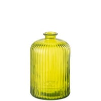 Vase bottle stripe glass yellow large